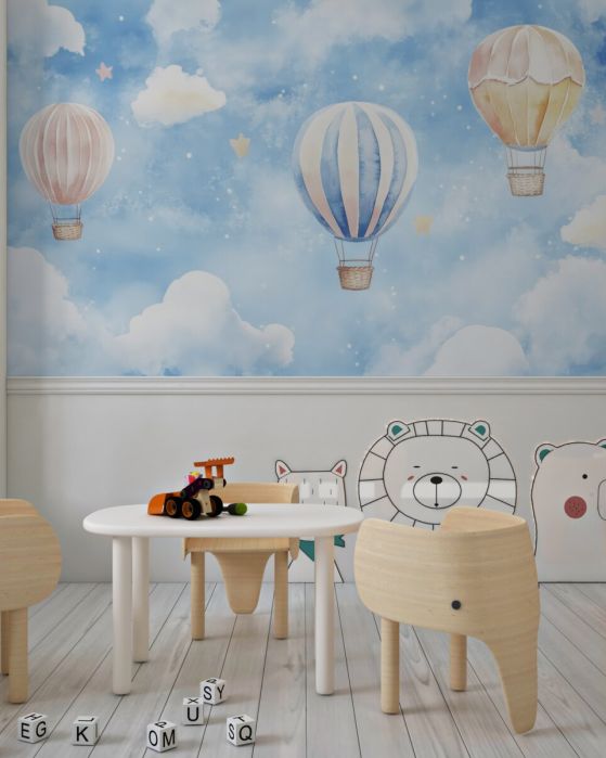 Fototapeta Balony na niebie z chmurami