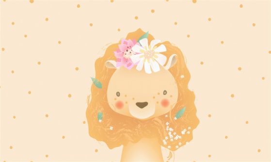 Fototapeta Kwiaty w grzywie Lion Baby