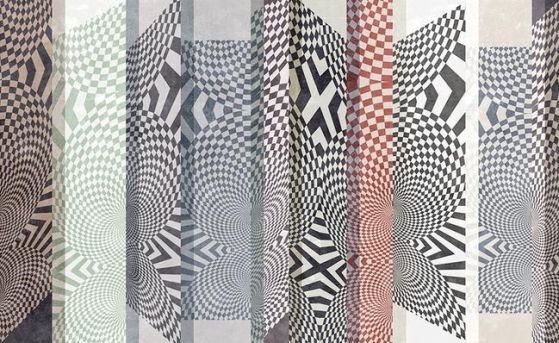 Fototapeta geometryczna czarno-biała dynamiczna czerwona