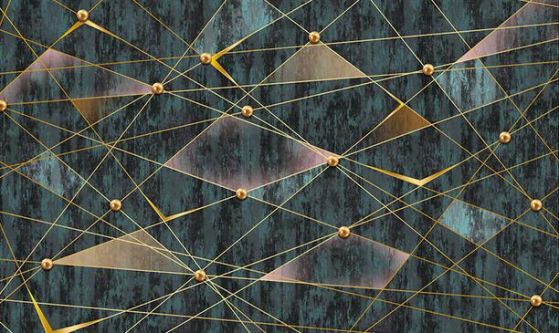 Fototapeta geometryczny złoty ciemnosturkusowy