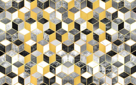 Fototapeta geometryczny sześcienny złoto szary