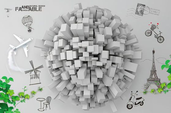 Fototapeta 3D bloków białe