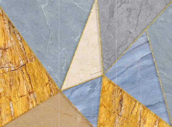 Fototapeta geometryczne dynamiczne niebiesko-szare złote