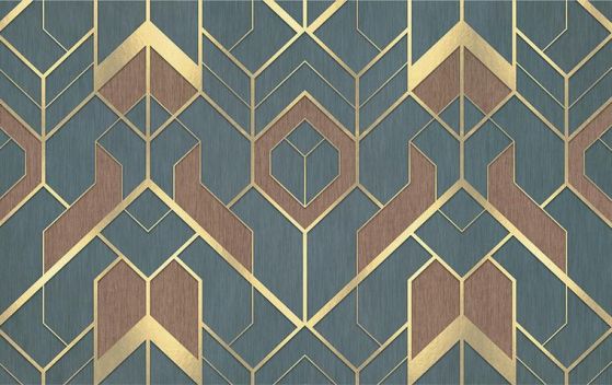 Fototapeta geometryczna ciemnoniebieska złota