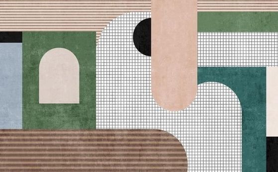 Fototapeta geometryczna zielona beżowa