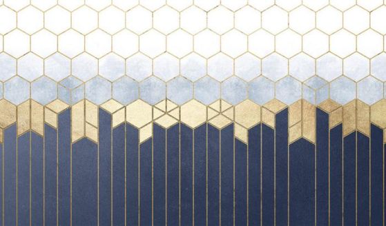Fototapeta geometria sześciokątna niebieska