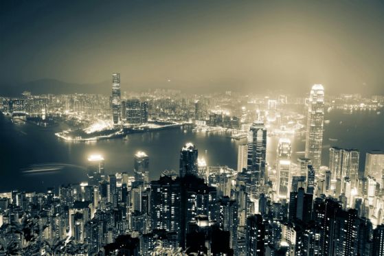 Fototapeta Nocny widok na Hongkong