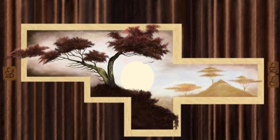 Fototapeta stare bonsai o wschodzie słońca