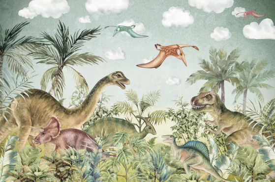 Fototapeta dinozaury na zielono
