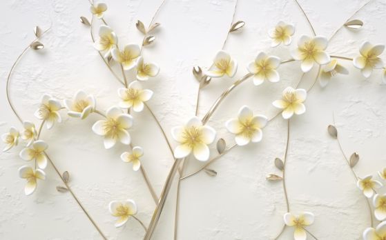 Fototapeta białe gałęzie magnolii z żółtym środkiem