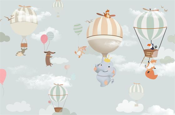 Fototapeta Zwierzęta wspinają się na balony i balony