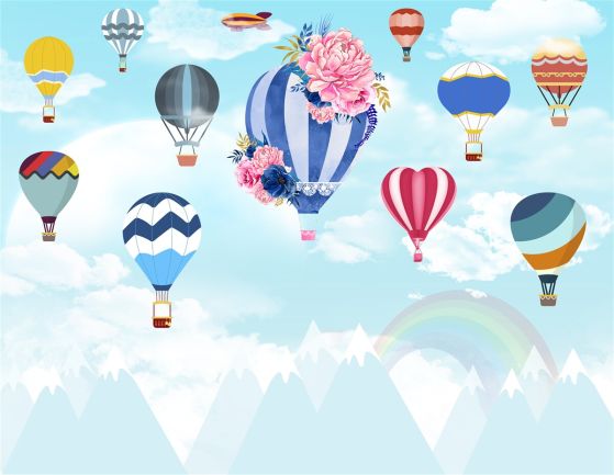 Fototapeta Kolorowe balony na ogrzane powietrze na niebie