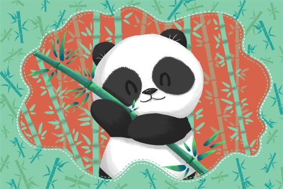 Fototapeta Panda przytula bambus