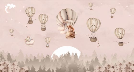 Fototapeta Zwierzęta latają w balonach