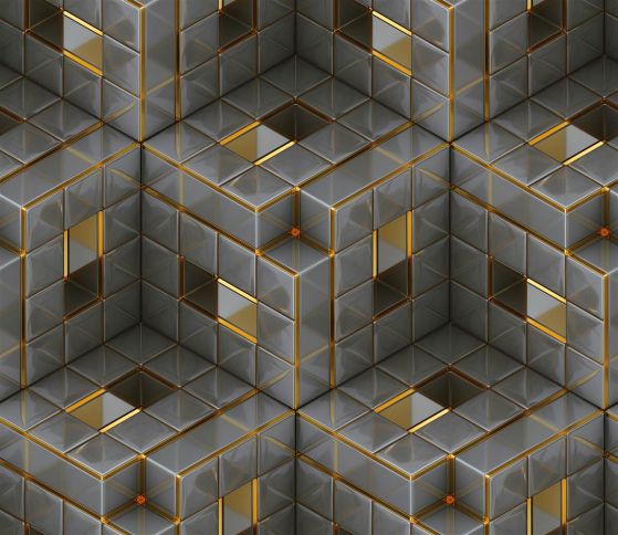 Fototapeta Kostki wolumetryczne 3D ze złotymi wstawkami