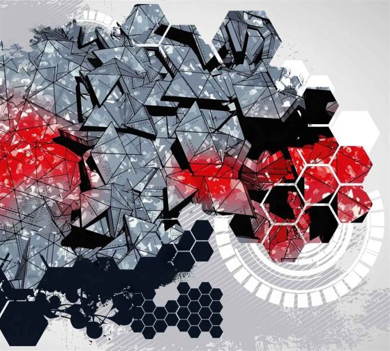 Fototapeta Geometryczne kształty w ciemnych i czerwonych kolorach