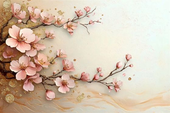 Fototapeta Młode gałęzie różowej magnolii