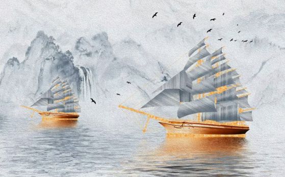 Fototapeta piękna żaglówka opuszczająca port