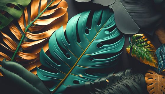 Fototapeta Liście palm 3D i paproć