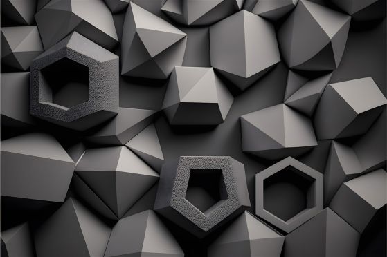 Fototapeta Ryciny 3D o różnych kształtach czarno -białe