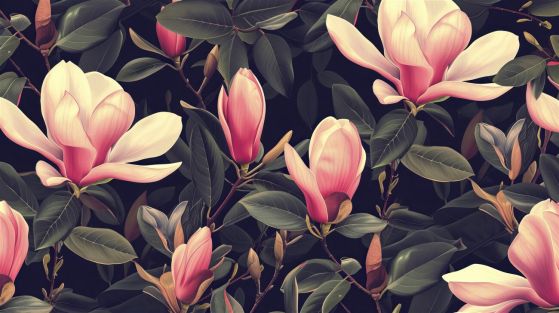 Fototapeta Różowa magnolia na gałęziach