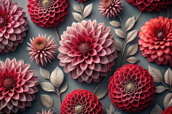 Fototapeta 3D Asters czerwony i różowy