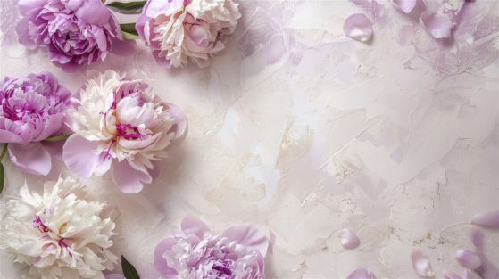 Fototapeta Białe i liliowe piwonie w ornamencie