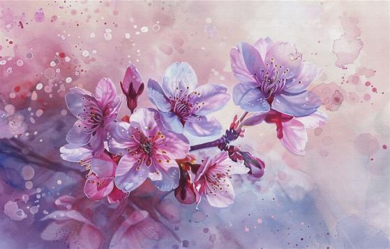 Fototapeta Gałąź Magnolia, która kwitnie w deszczu