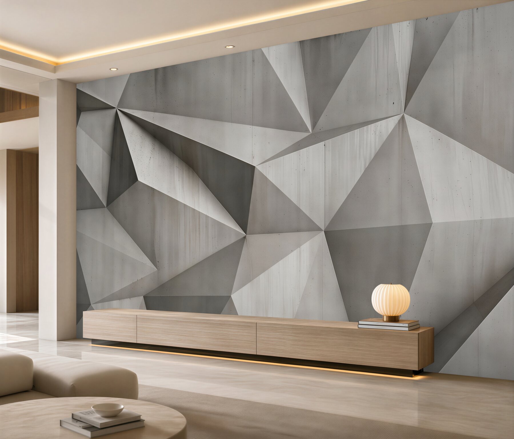 Fototapeta geometryczne trójkąty beżowo szare nowoczesne 3D?v2345
