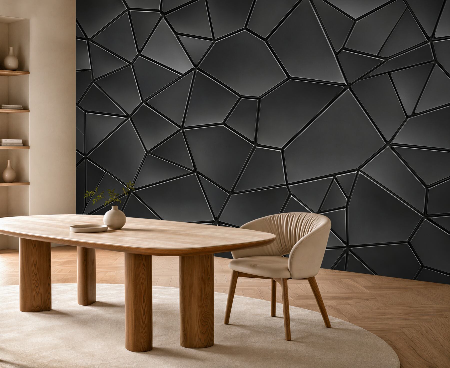 Fototapeta geometryczne szare panele 3D nowoczesna do salonu i biura?v2345