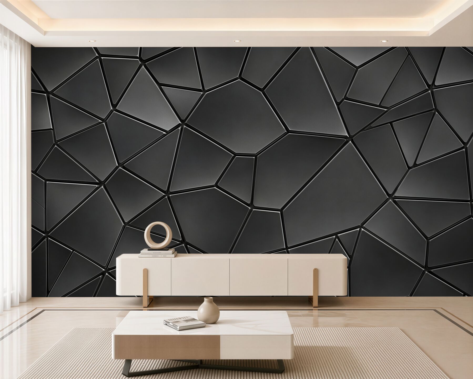 Fototapeta geometryczne szare panele 3D nowoczesna do salonu i biura?v2345