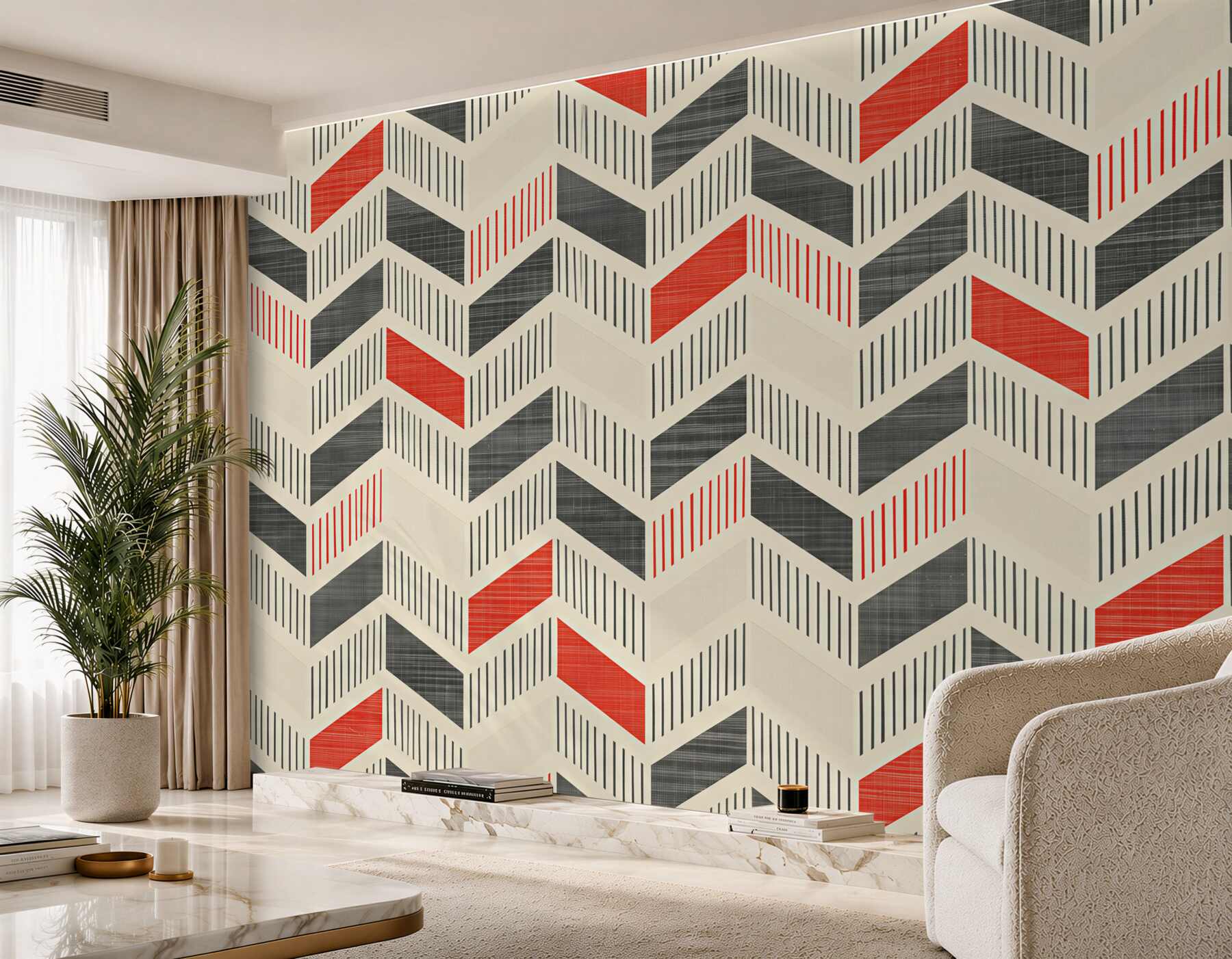 Fototapeta geometryczny wzór beżowo szary z pudrowym różem nowoczesna?v2345