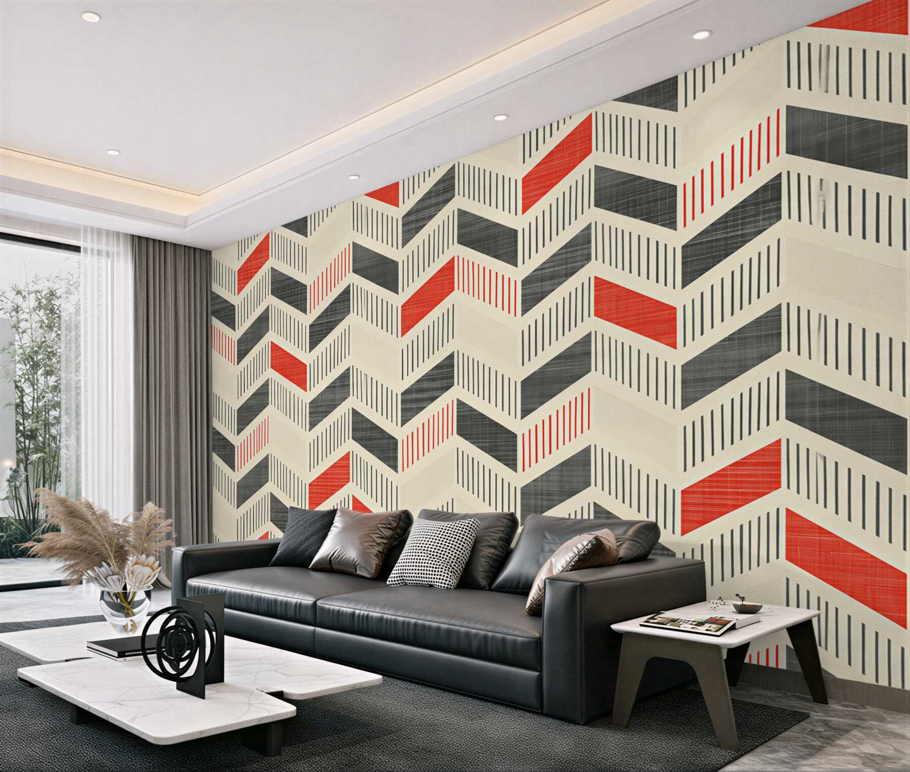 Fototapeta geometryczny wzór beżowo szary z pudrowym różem nowoczesna?v2345