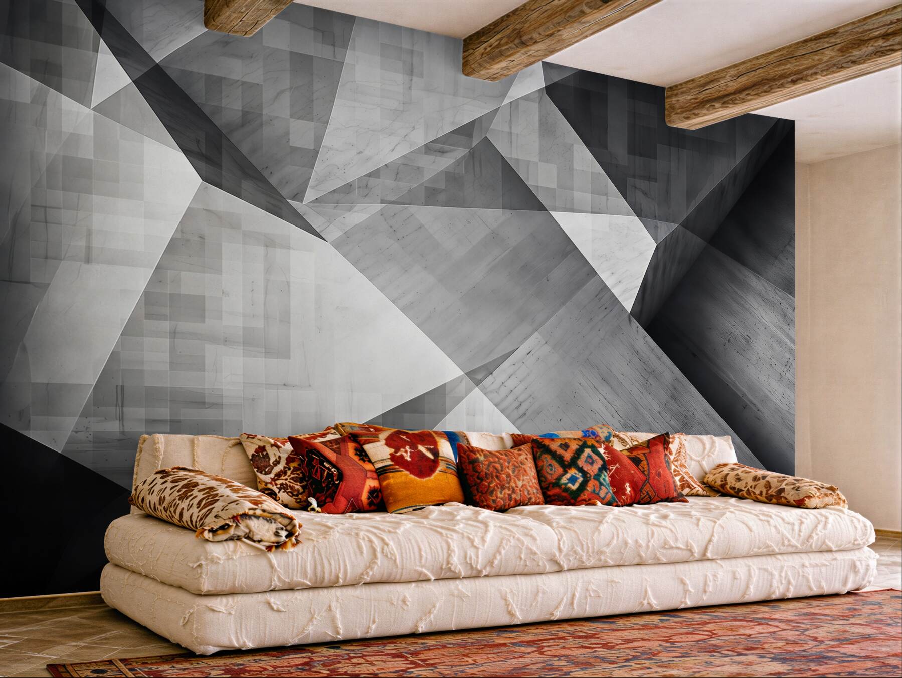 Fototapeta geometryczna abstrakcja szaro beżowa do nowoczesnego wnętrza?v2345