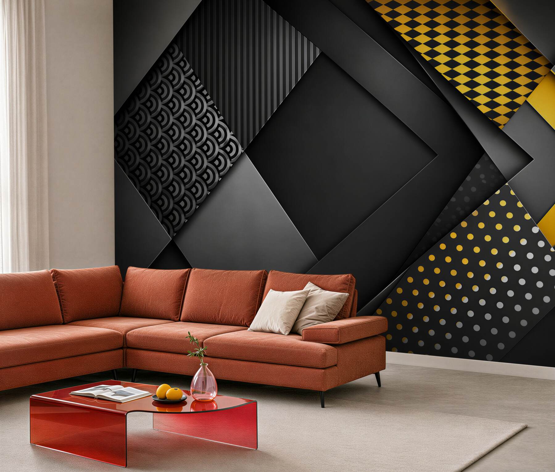 Fototapeta czarna geometria ze złotymi liniami nowoczesna elegancja?v2345