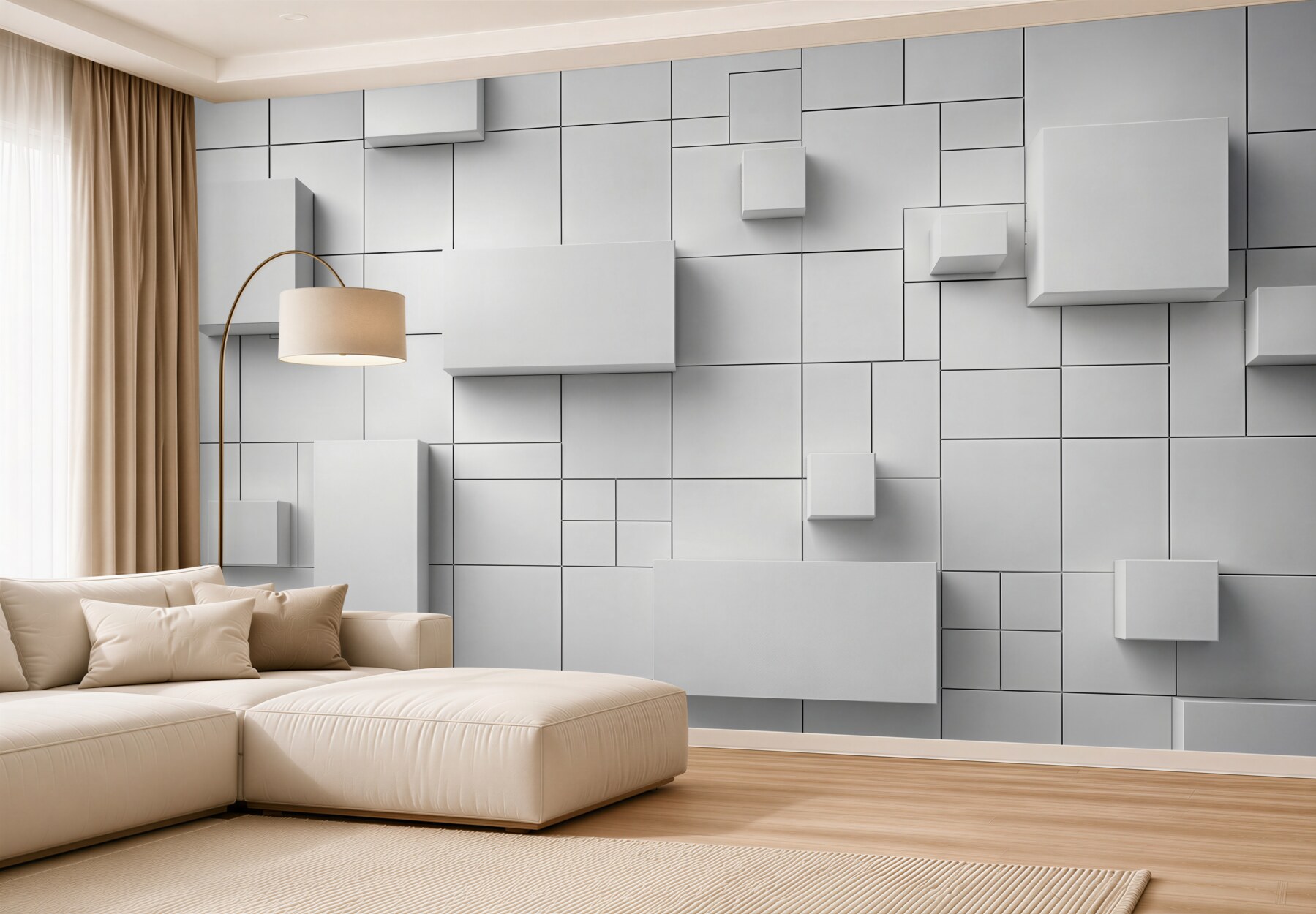 Fototapeta geometryczne białe panele 3D nowoczesna abstrakcja?v2345