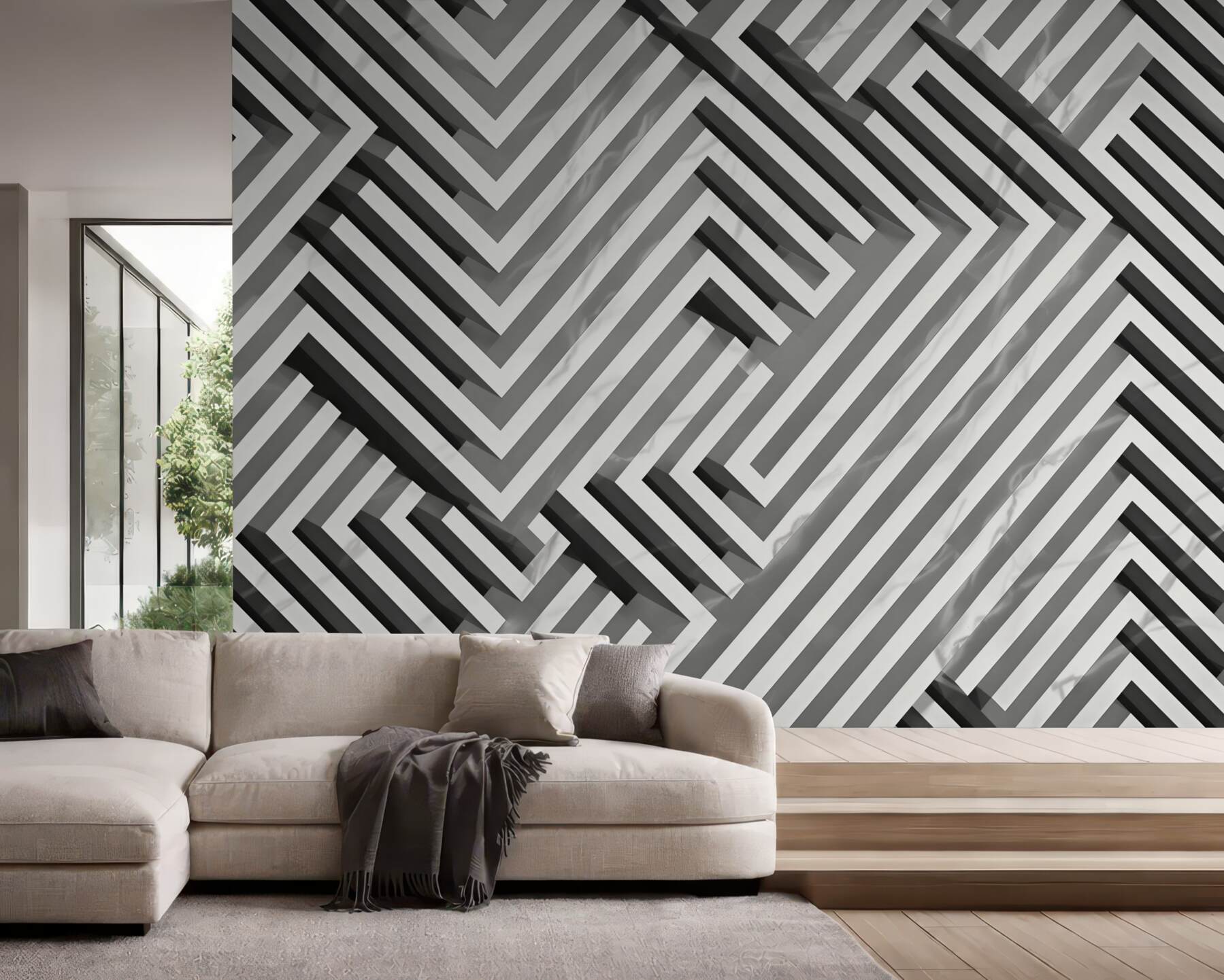 Fototapeta geometryczna beżowa 3D z marmurowym wzorem nowoczesna?v2345