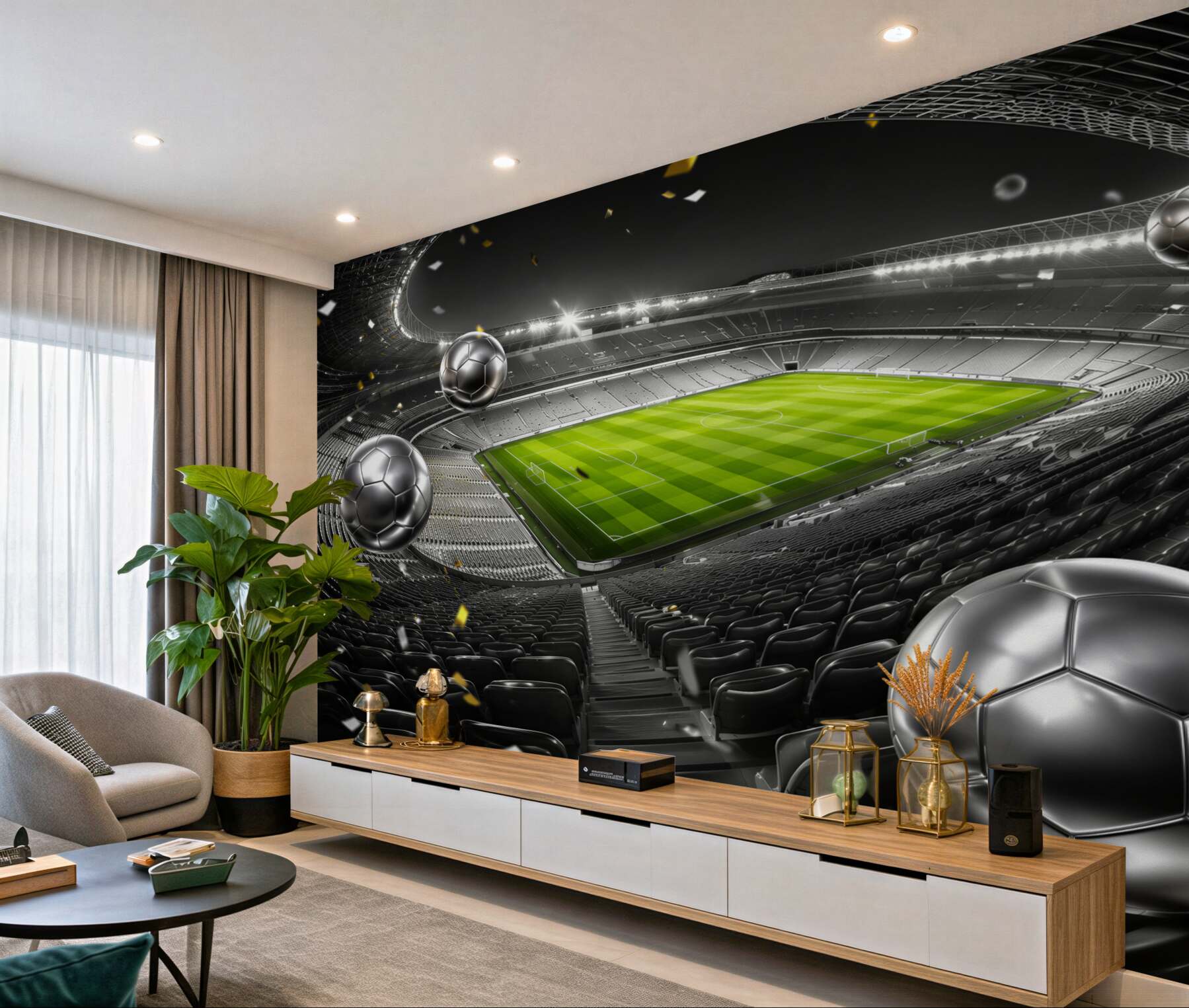 Fototapeta piłki nożne na stadionie jasna nowoczesna do pokoju chłopca?v2345
