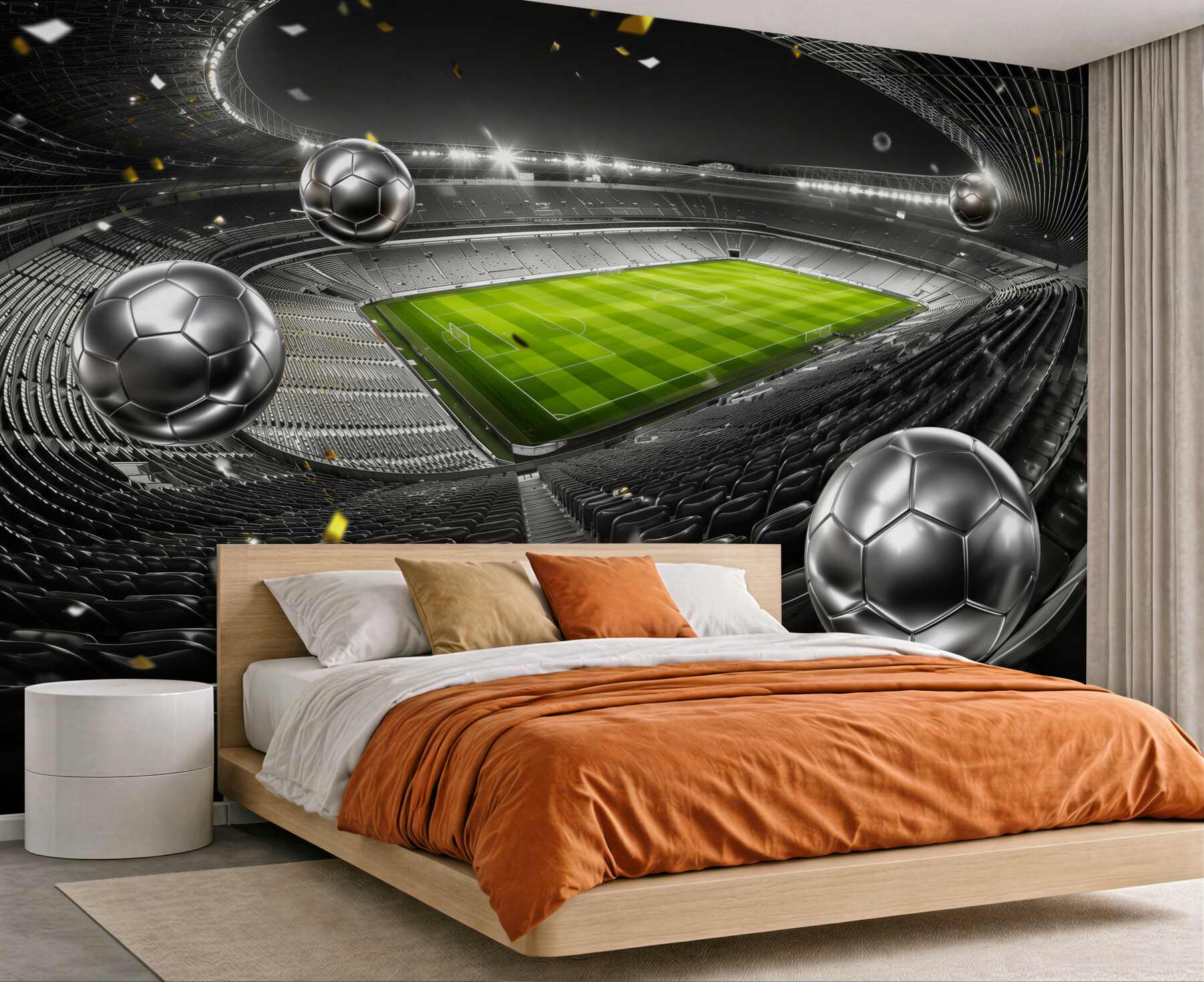 Fototapeta piłki nożne na stadionie jasna nowoczesna do pokoju chłopca?v2345
