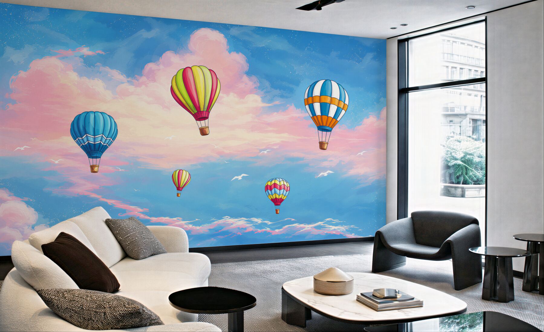 Fototapeta balony na gorące powietrze nad morzem o wschodzie słońca?v2345