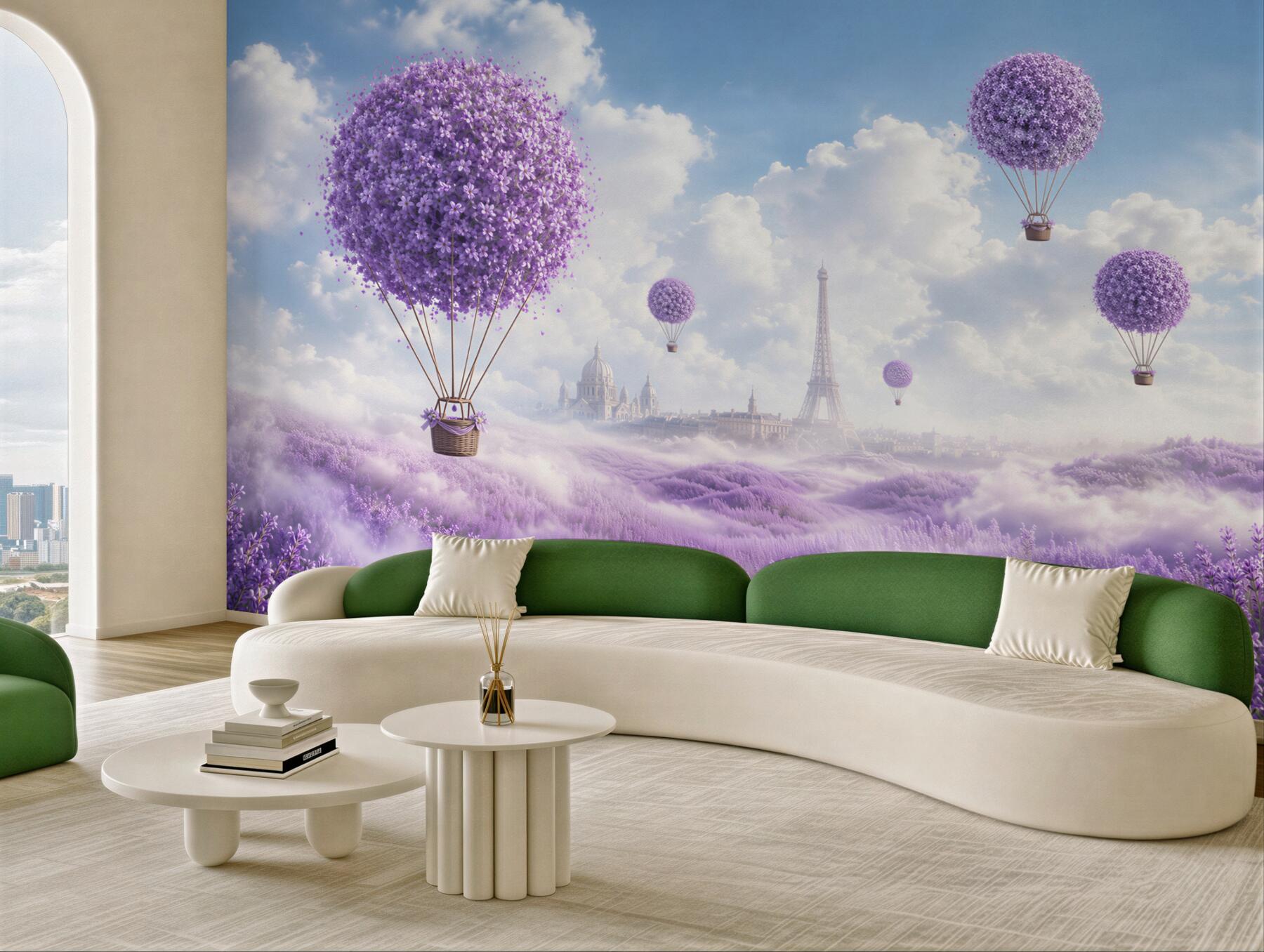 Fototapeta pole lawendy i balony?v2345