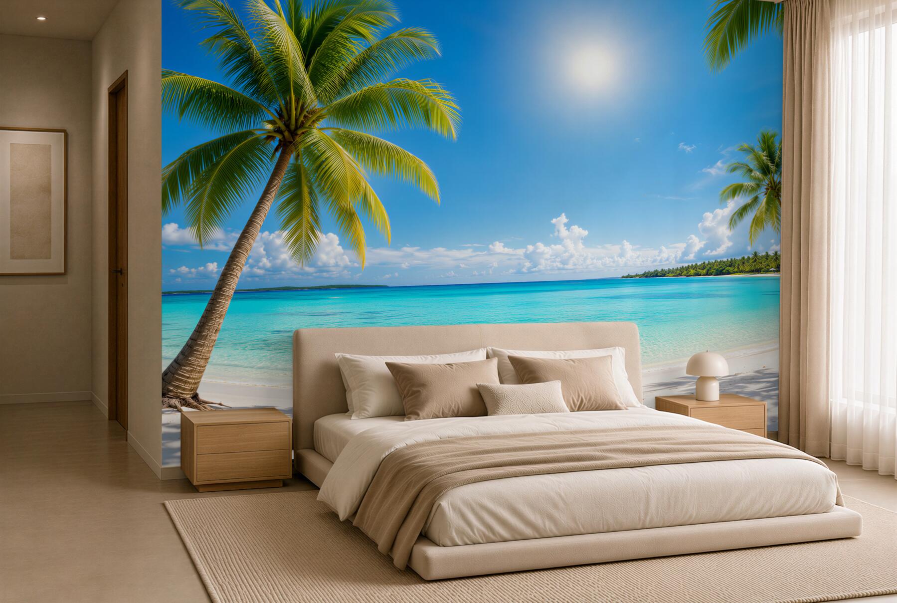 Fototapeta Piaszczysta plaża z palmami?v2345