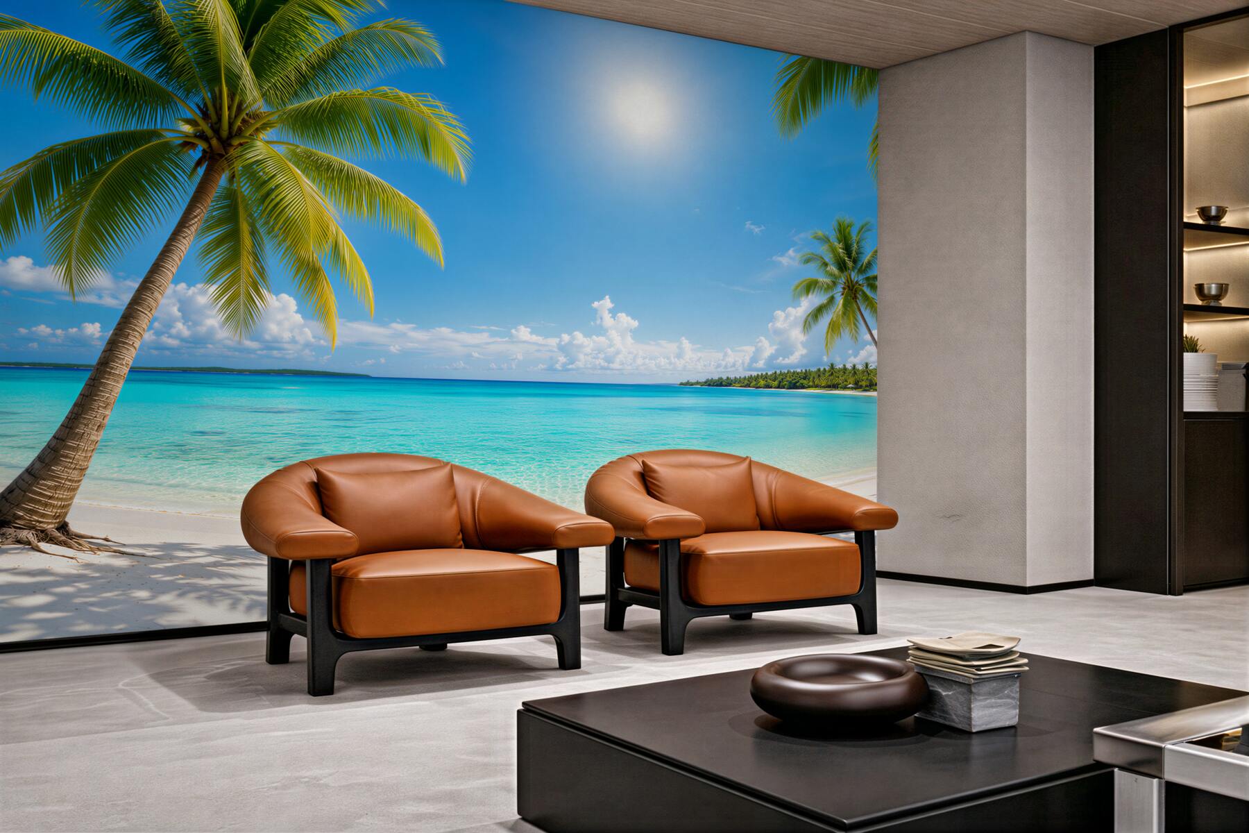 Fototapeta Piaszczysta plaża z palmami?v2345