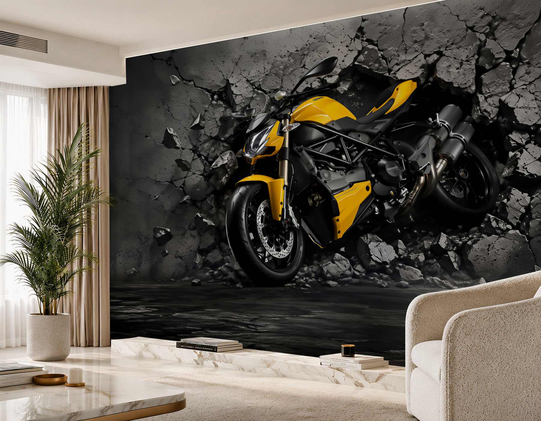 Fototapeta żółty motocykl na graffiti?v2345
