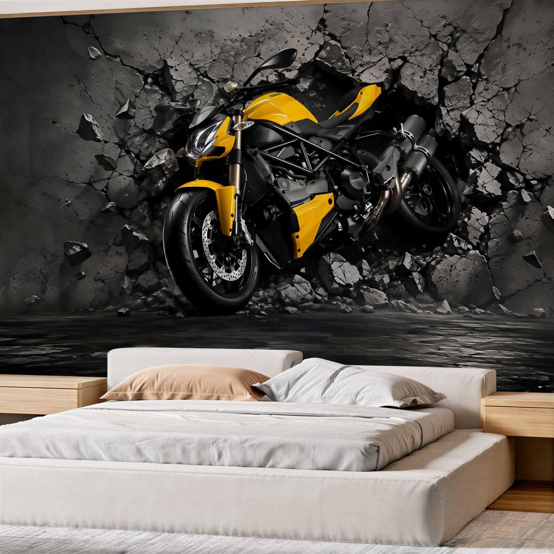 Fototapeta żółty motocykl na graffiti?v2345