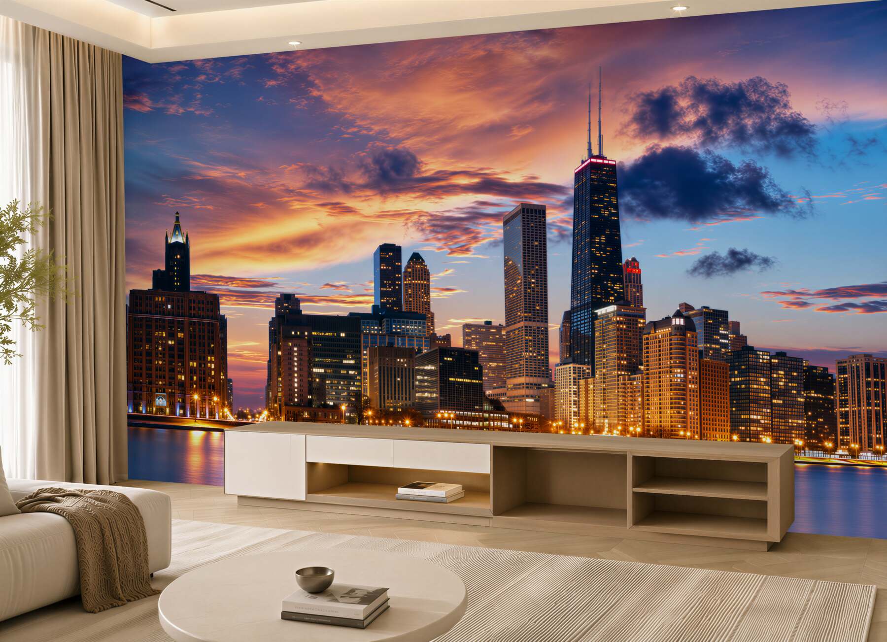 Fototapeta zachód słońca nad Chicago, Illinois?v2345