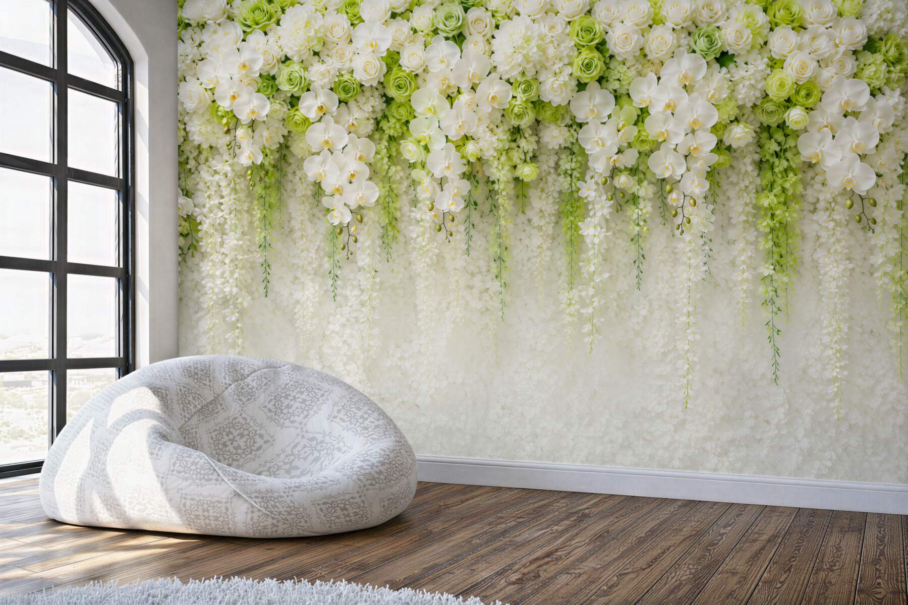 Fototapeta białe gałęzie orchidei i różne róże?v2345
