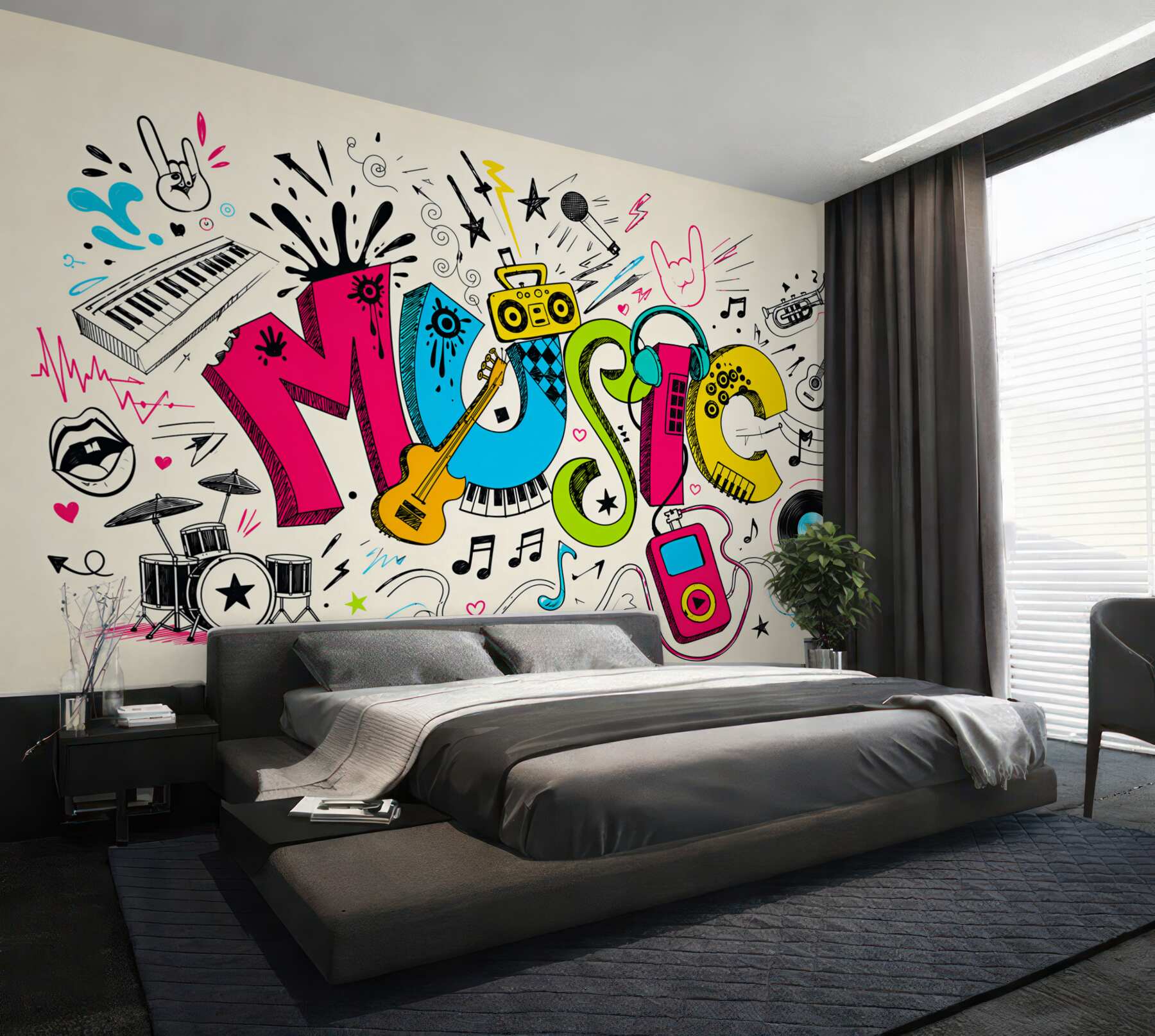 Fototapeta style muzyczne na graffiti?v2345