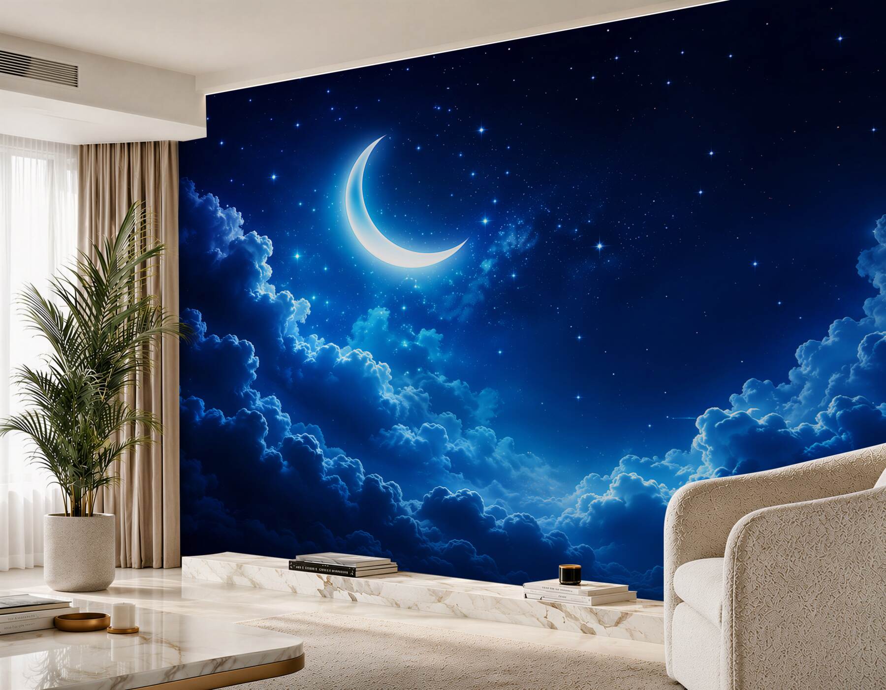 Fototapeta czarodziejski księżyc unosi się nad nocnymi chmurami?v2345