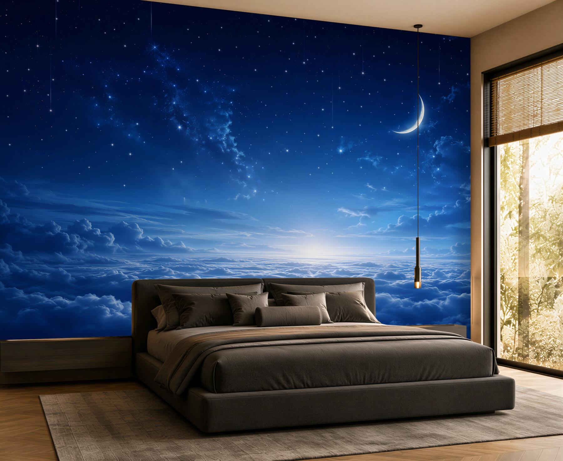 Fototapeta jasne światło nocnego księżyca nad wodą